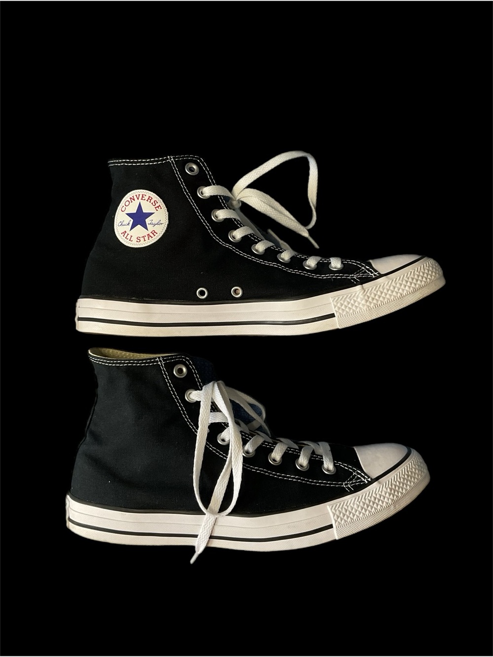 Converse Chuck Taylor All Star Shoes Mens 10 Black Hi Tops Casual Skater M9160 - Picture 9 of 16
